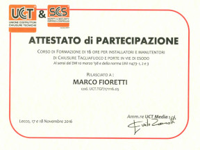 Installatore e manutentore chiusure tagliafuoco