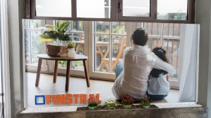 Madre e figlia sedute di fronte alle finestre Finstral. Le finestre Finstral fanno casa, e io sono Partner